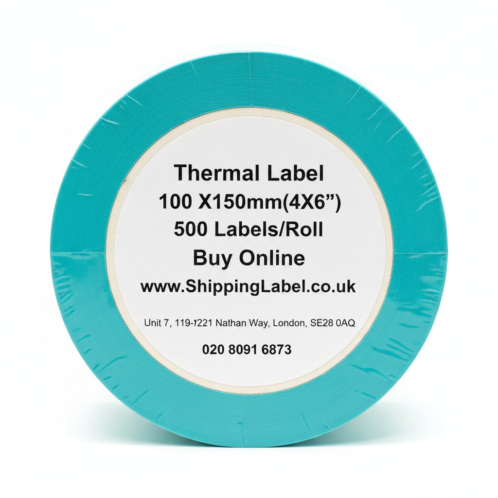 KAD Thermal Shipping Labels (500 Labels X 12 Rolls-6000 labels) – 4″ × 6″ / 100 × 150mm Self-Adhesive Paper, Compatible with Zebra GK420D, GX420D, GK420T & All Direct Thermal Printers