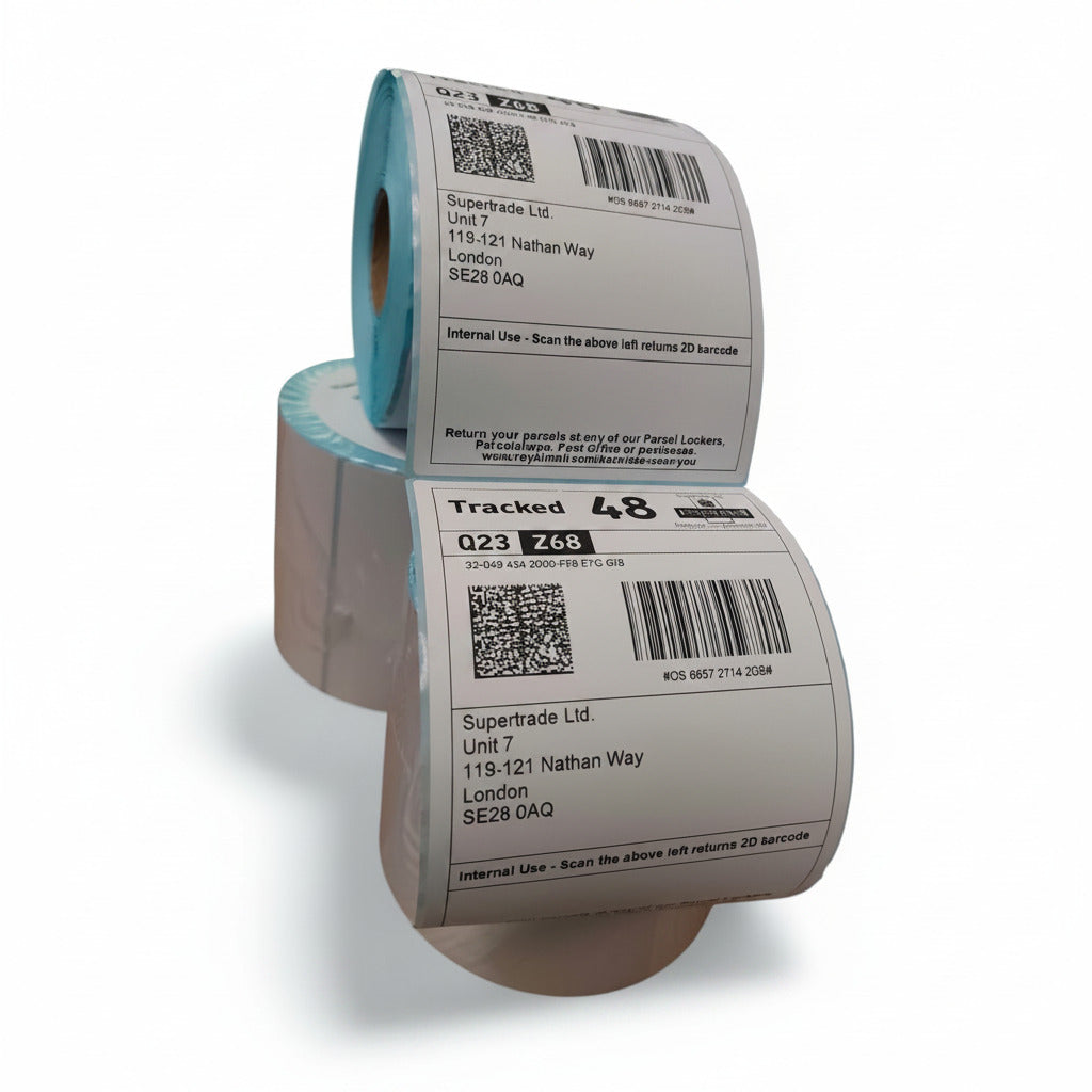 KAD Thermal Shipping Labels (500 Labels X 12 Rolls-6000 labels) – 4″ × 6″ / 100 × 150mm Self-Adhesive Paper, Compatible with Zebra GK420D, GX420D, GK420T & All Direct Thermal Printers