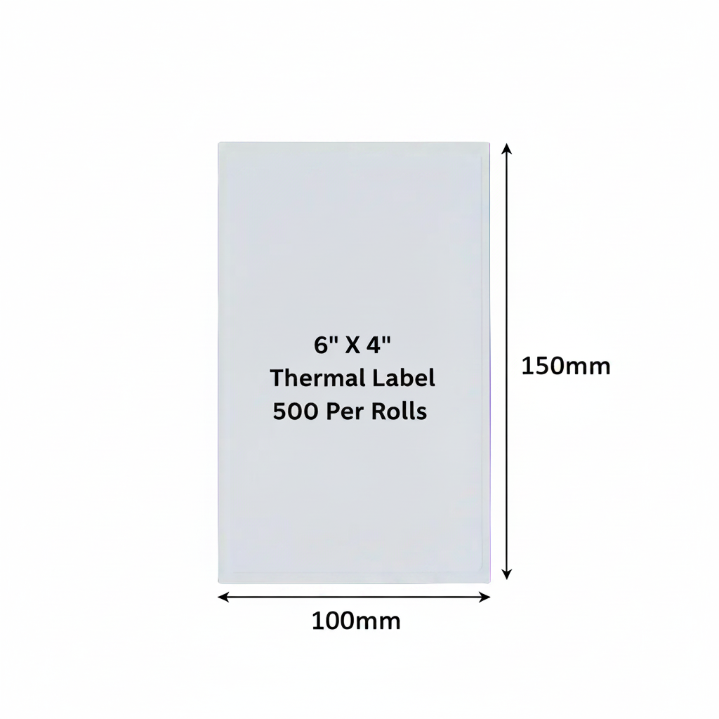 KAD Thermal Shipping Labels (500 Labels X 12 Rolls-6000 labels) – 4″ × 6″ / 100 × 150mm Self-Adhesive Paper, Compatible with Zebra GK420D, GX420D, GK420T & All Direct Thermal Printers